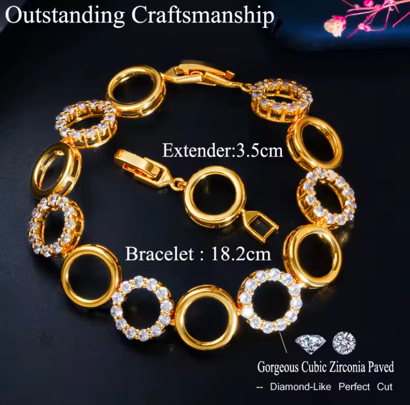 18k Gold Plated/Silver Plated Cubic Zirconia Round Circle Design Bracelet For Women/Girls - ShopSmart 