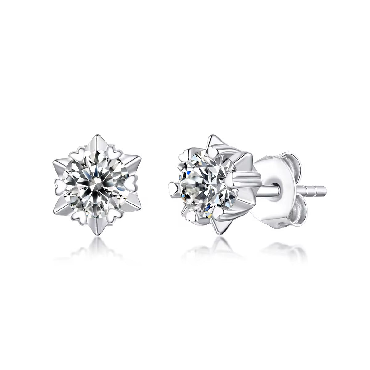 Luxury Sterling Silver Moissanite Stud Earrings – Platinum Finish