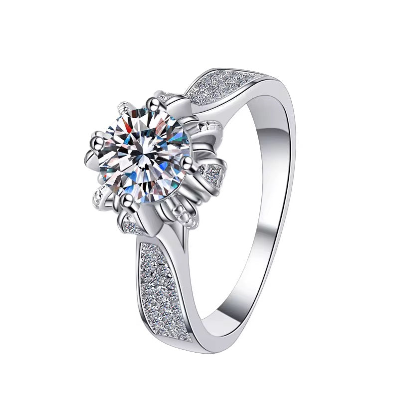 Radiant 1CT Moissanite Diamond Ring in White Gold-Plated Sterling Silver