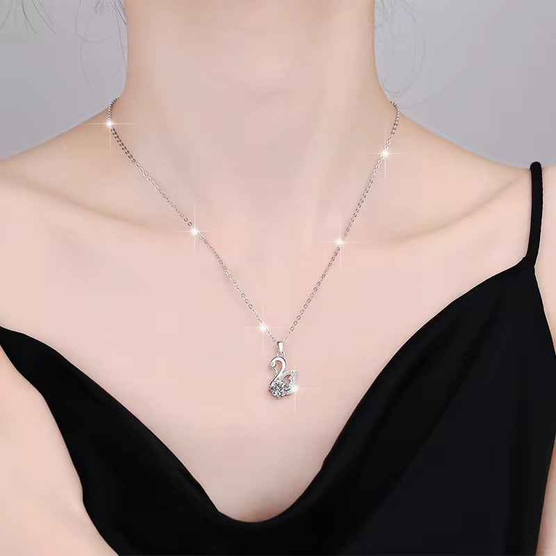 1.0 Ct Moissanite Diamond Swan Pendant S925 Sterling Silver Necklace - ShopSmart 