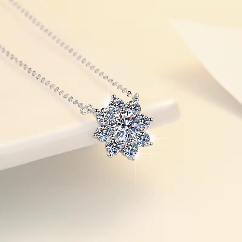 1CT Moissanite Diamond Sunflower Shape Pendant 925 Sterling Silver Necklace For Women/Girls - ShopSmart 