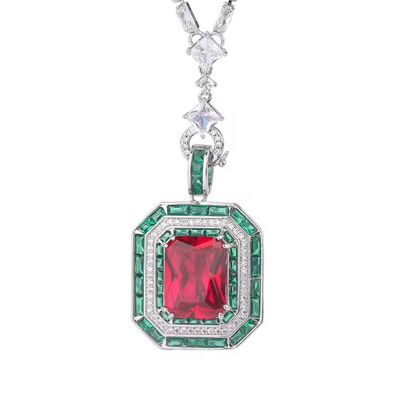 Elegant Rhodium-Plated Pendant Necklace with Sparkling Zircon