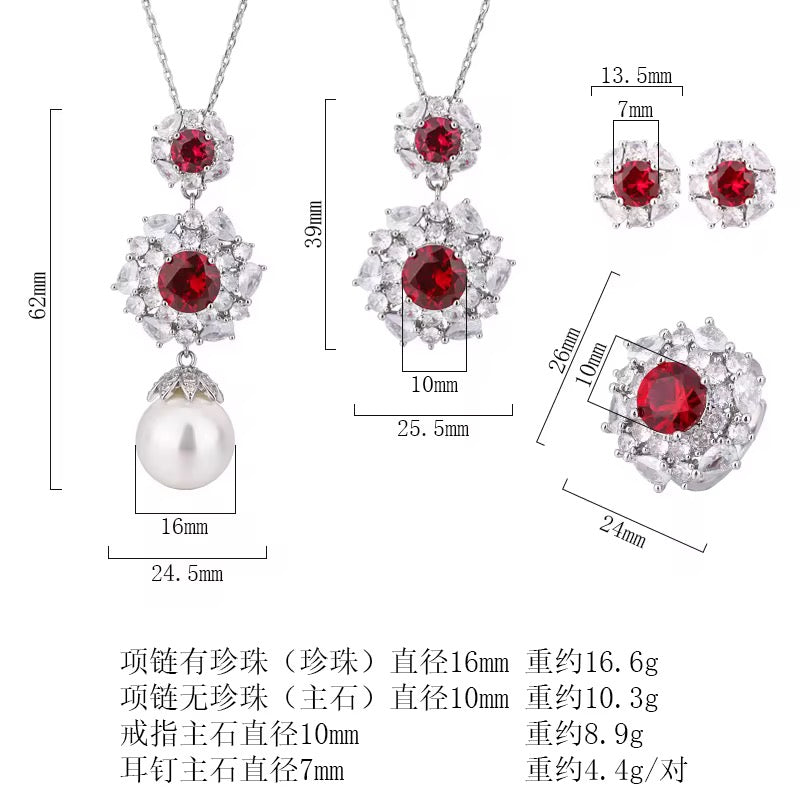 Luxury White Gold-Plated Cubic Zirconia Jewelry Set – Necklace, Ring & Earrings