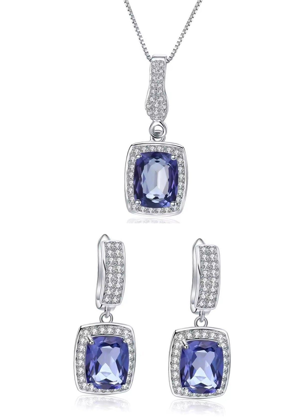 Timeless Blue Mystic Quartz Sterling Silver Jewelry Set – Pendant Necklace & Drop Earrings - ShopSmart 