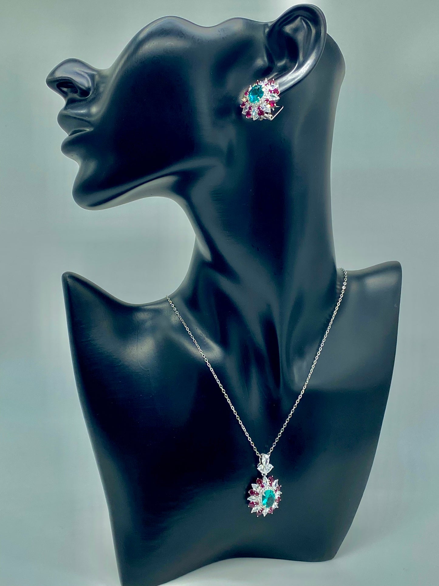 Elegant Emerald Bloom Jewelry Set - Sterling Silver - ShopSmart 