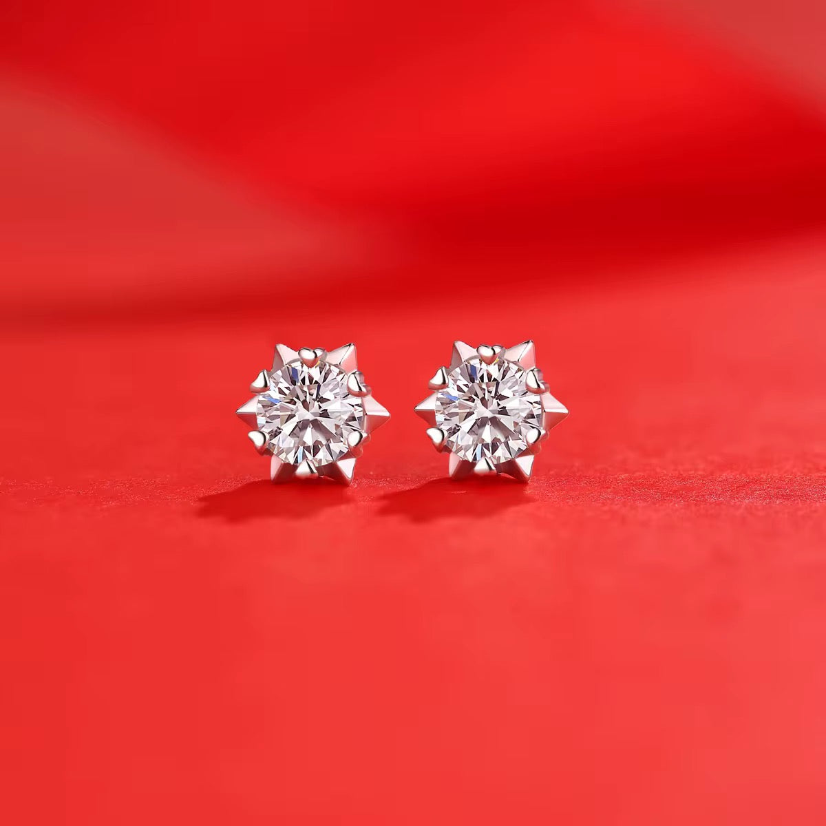 Luxury Sterling Silver Moissanite Stud Earrings – Platinum Finish