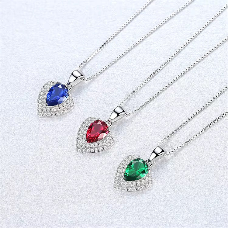 Elegant 925 Sterling Silver Heart Pendant Necklaces with Gemstone Accents - ShopSmart 