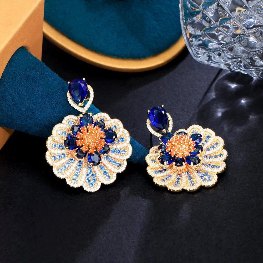 18k Gold Plated Beautiful Blue Cubic Zirconia Drop Earring - ShopSmart 