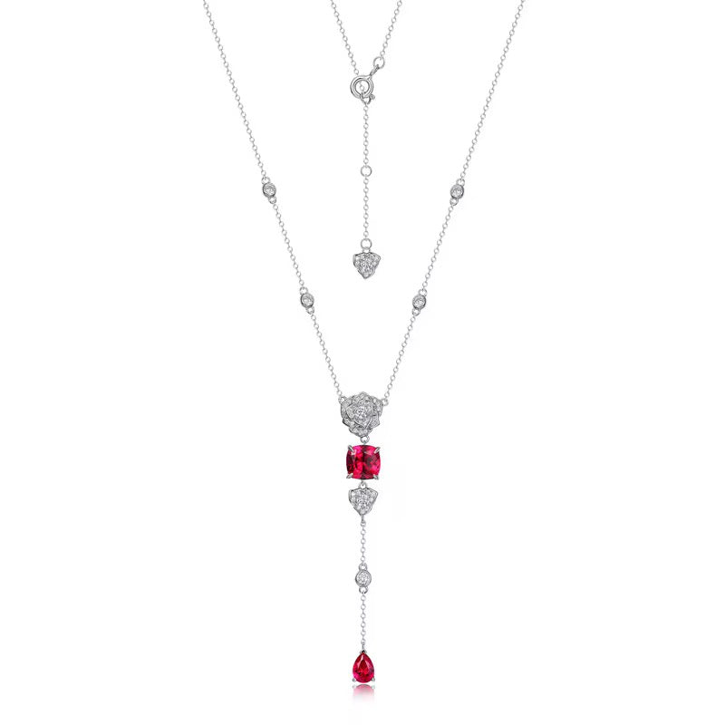 Luxury Floral Ruby Jewelry Set in Sterling Silver