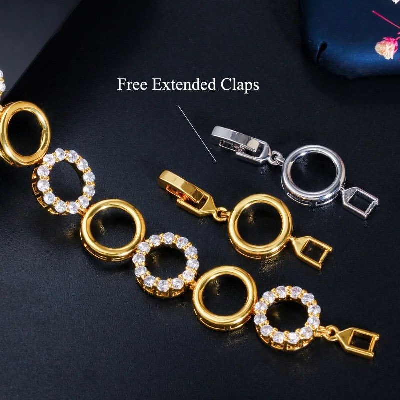 18k Gold Plated/Silver Plated Cubic Zirconia Round Circle Design Bracelet For Women/Girls - ShopSmart 