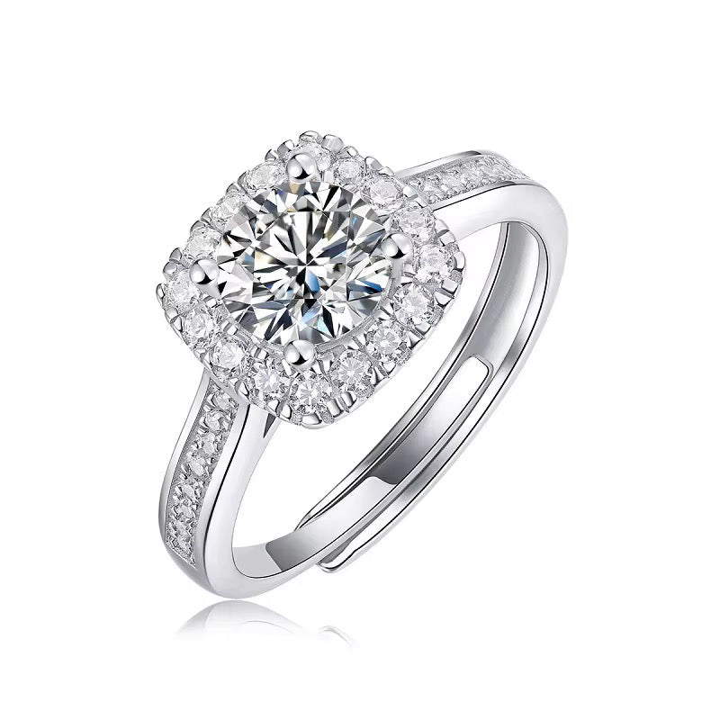 Platinum-Plated Sterling Silver Moissanite Ring – 1 Carat Brilliance