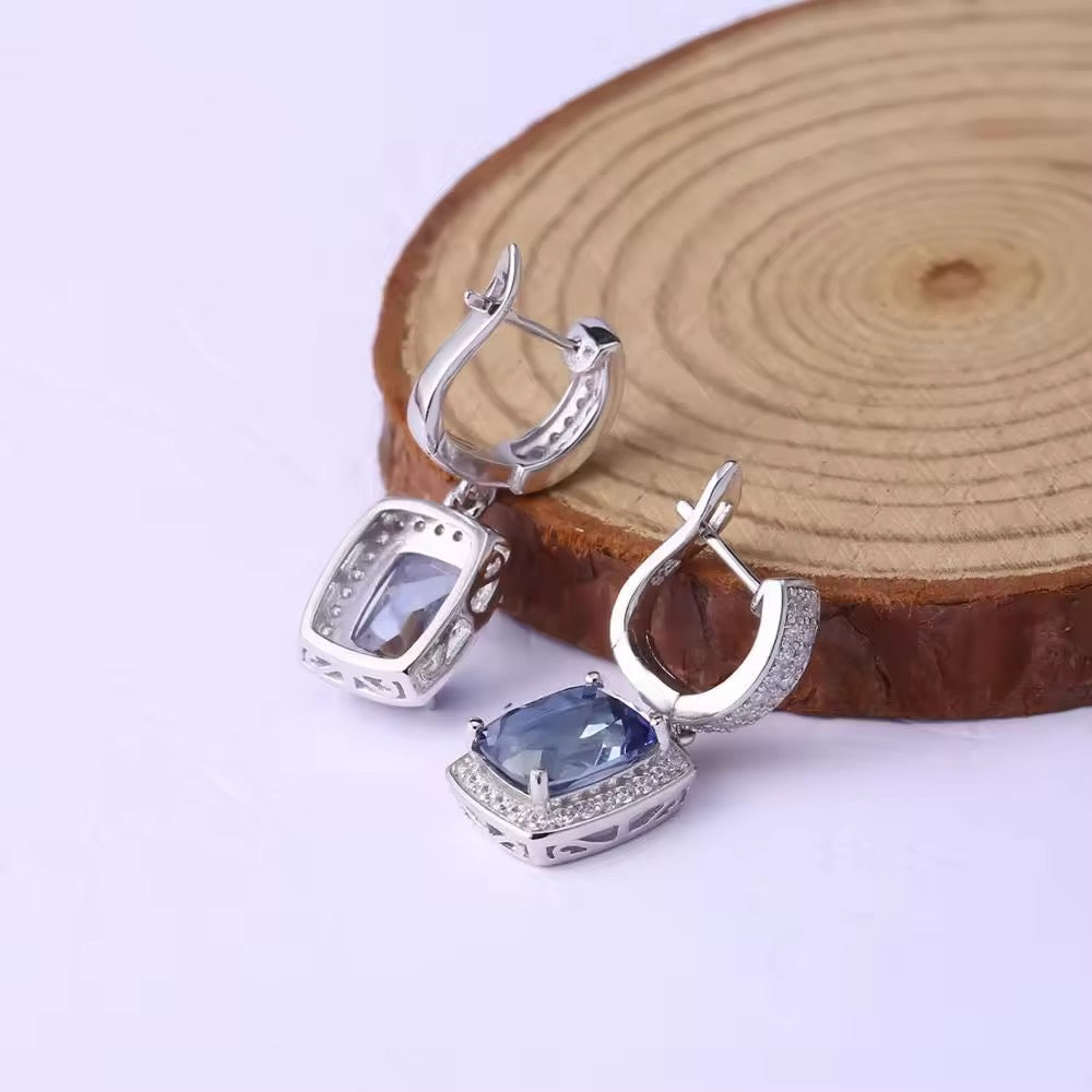 Timeless Blue Mystic Quartz Sterling Silver Jewelry Set – Pendant Necklace & Drop Earrings - ShopSmart 