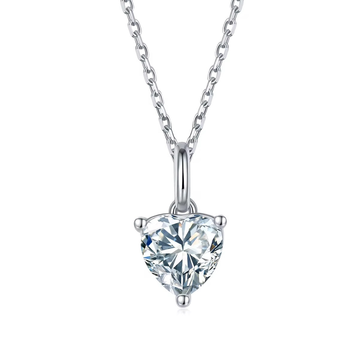 Dazzling Heart-Cut Moissanite Pendant and Earrings in Sterling Silver