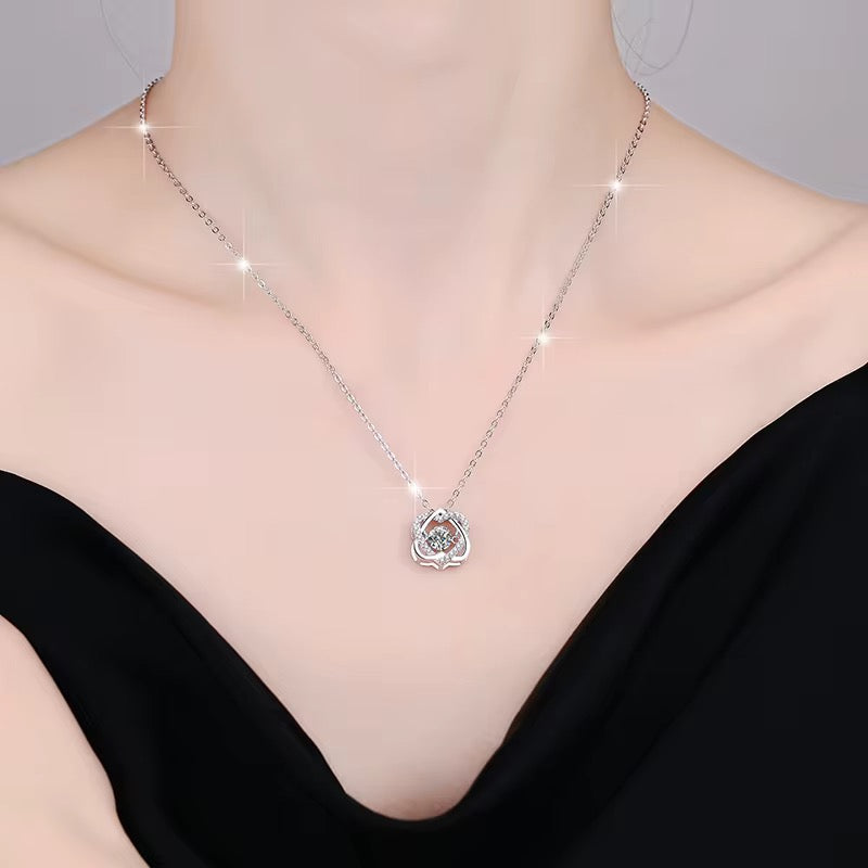 0.5CT Moissanite Diamond 925 Sterling Silver Heart Pendant Necklace For Women/Girls - ShopSmart 