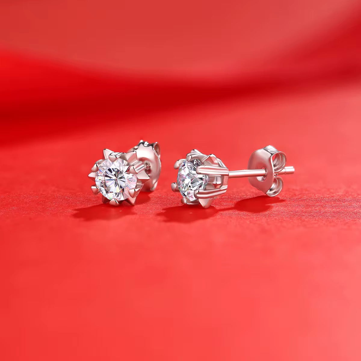 Luxury Sterling Silver Moissanite Stud Earrings – Platinum Finish