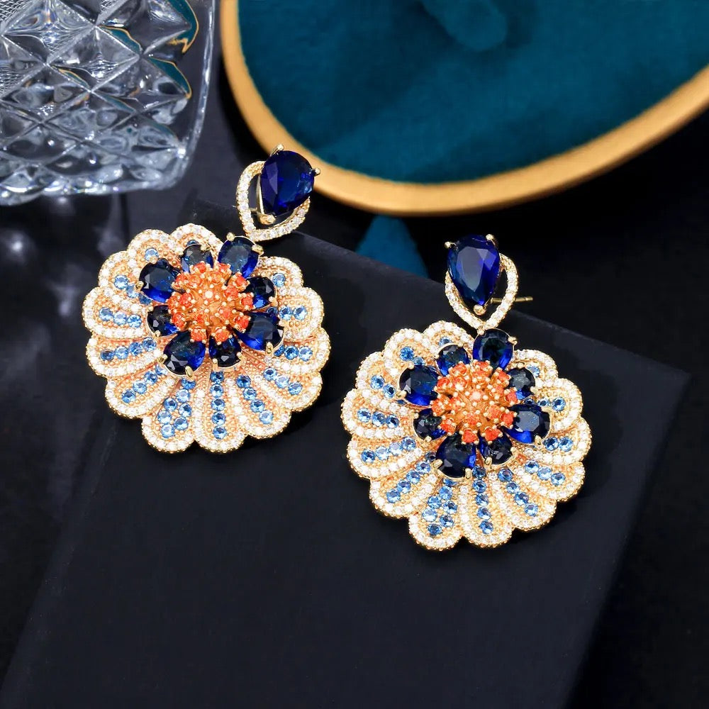 18k Gold Plated Beautiful Blue Cubic Zirconia Drop Earring - ShopSmart 