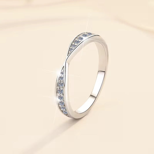 Radiant Infinity Moissanite Diamond Ring – Sterling Silver Elegance