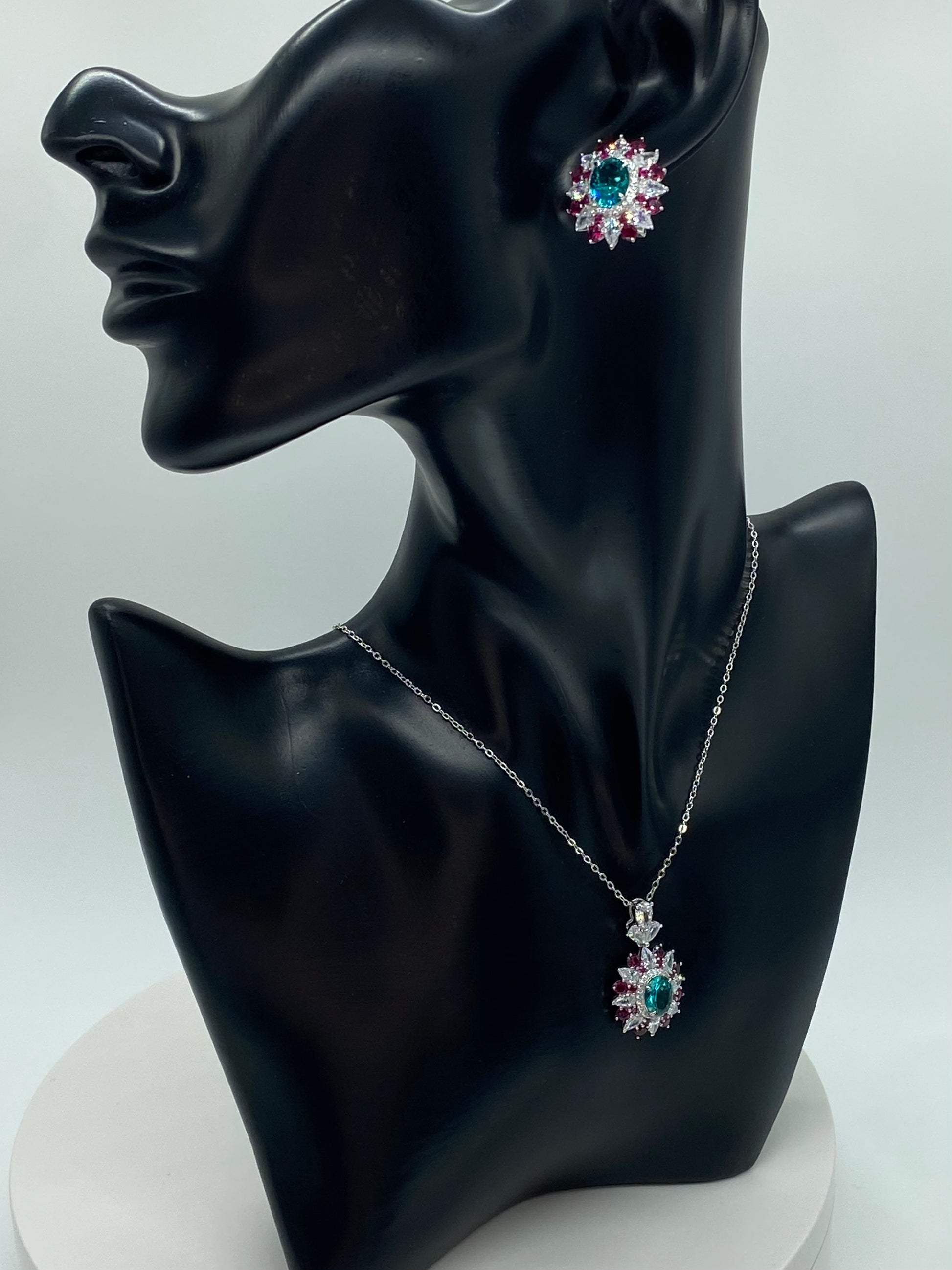 Elegant Emerald Bloom Jewelry Set - Sterling Silver - ShopSmart 