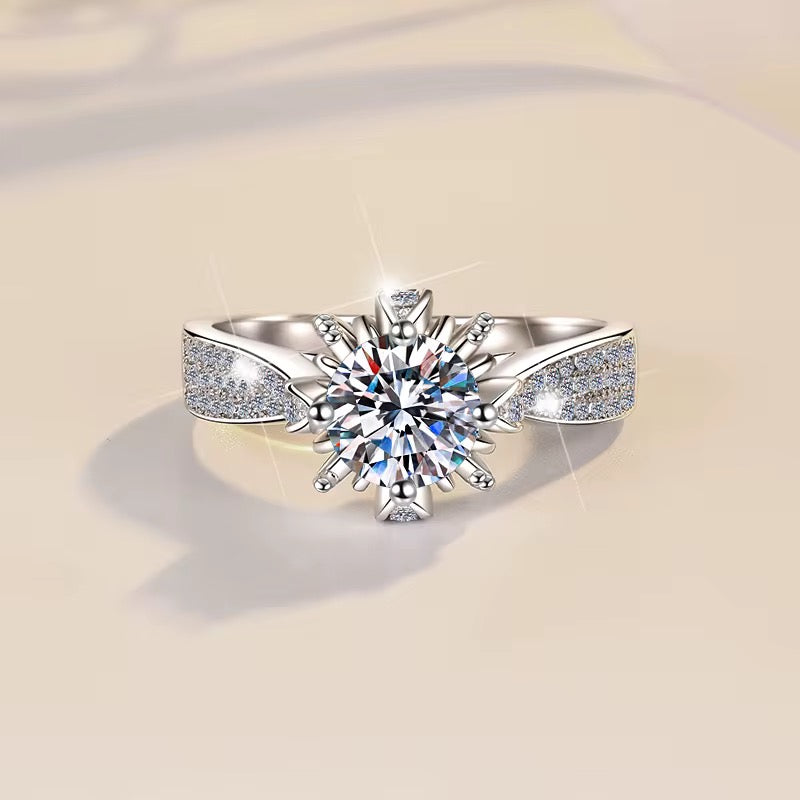 Radiant 1CT Moissanite Diamond Ring in White Gold-Plated Sterling Silver