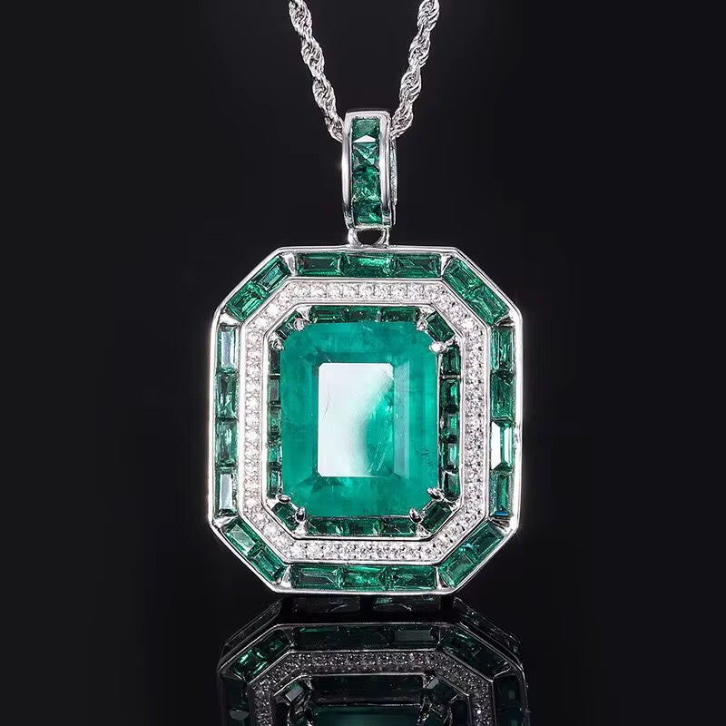 Elegant Rhodium-Plated Pendant Necklace with Sparkling Zircon