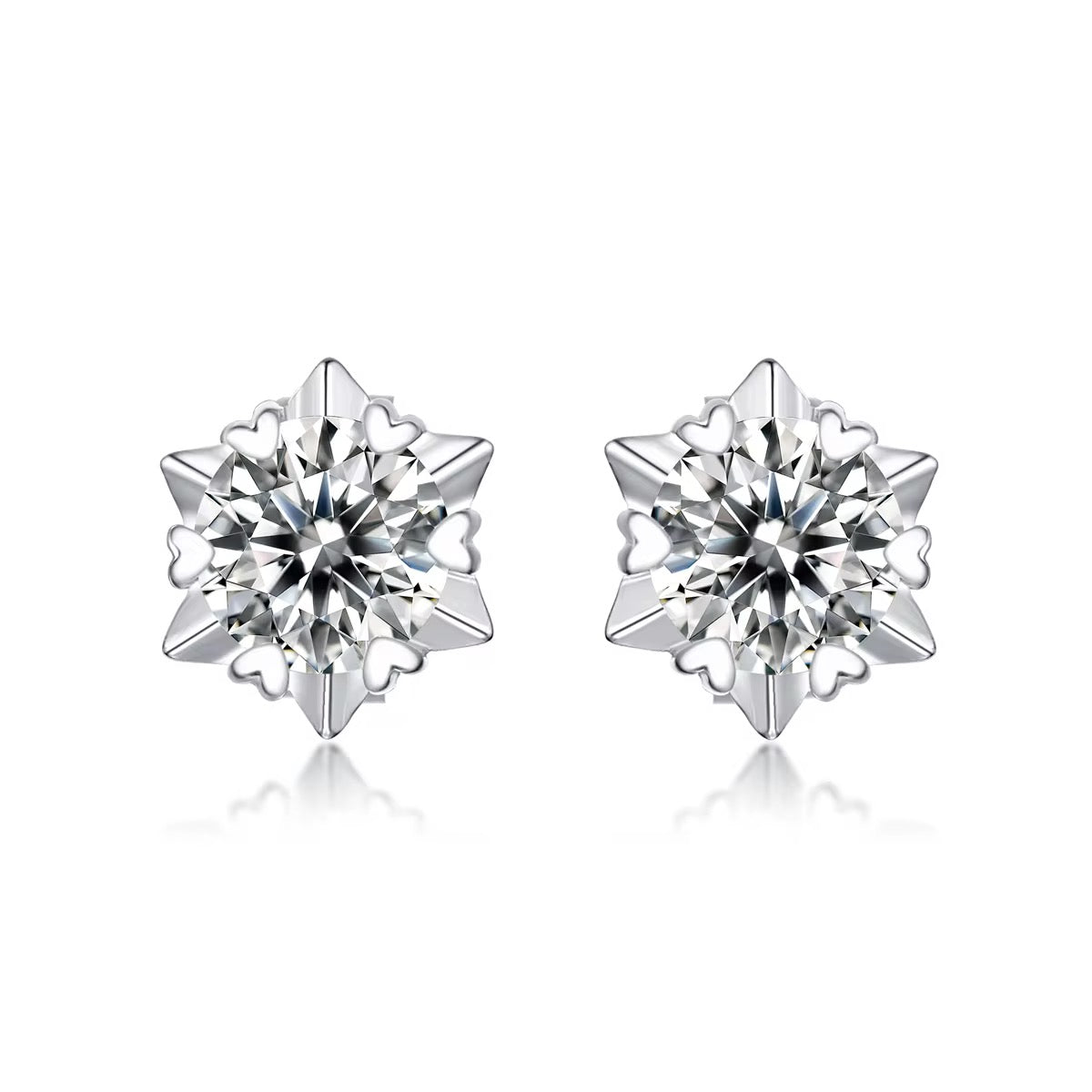 Luxury Sterling Silver Moissanite Stud Earrings – Platinum Finish