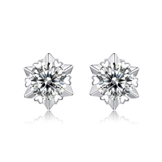 Luxury Sterling Silver Moissanite Stud Earrings – Platinum Finish