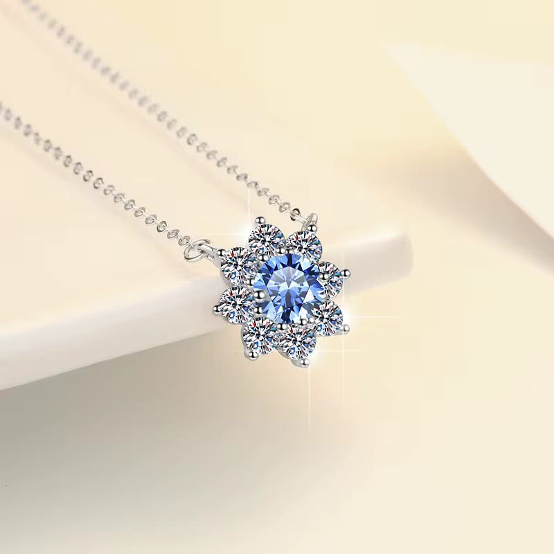 1CT Moissanite Diamond Sunflower Shape Pendant 925 Sterling Silver Necklace For Women/Girls - ShopSmart 