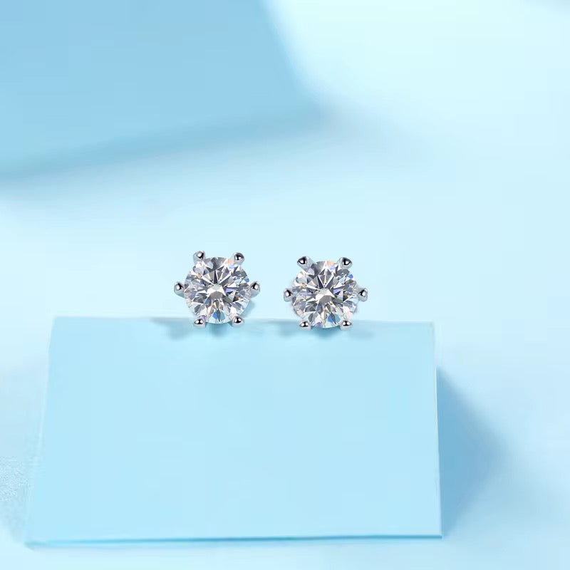 Brilliant Moissanite Diamond Studs – 925 Silver & Platinum Plated