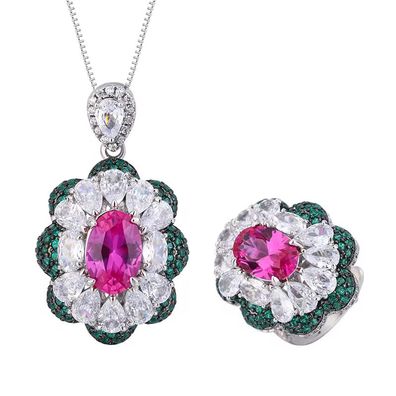 Trendy Rhodium-Plated Brass Jewelry Set with Sparkling Zircon Stones