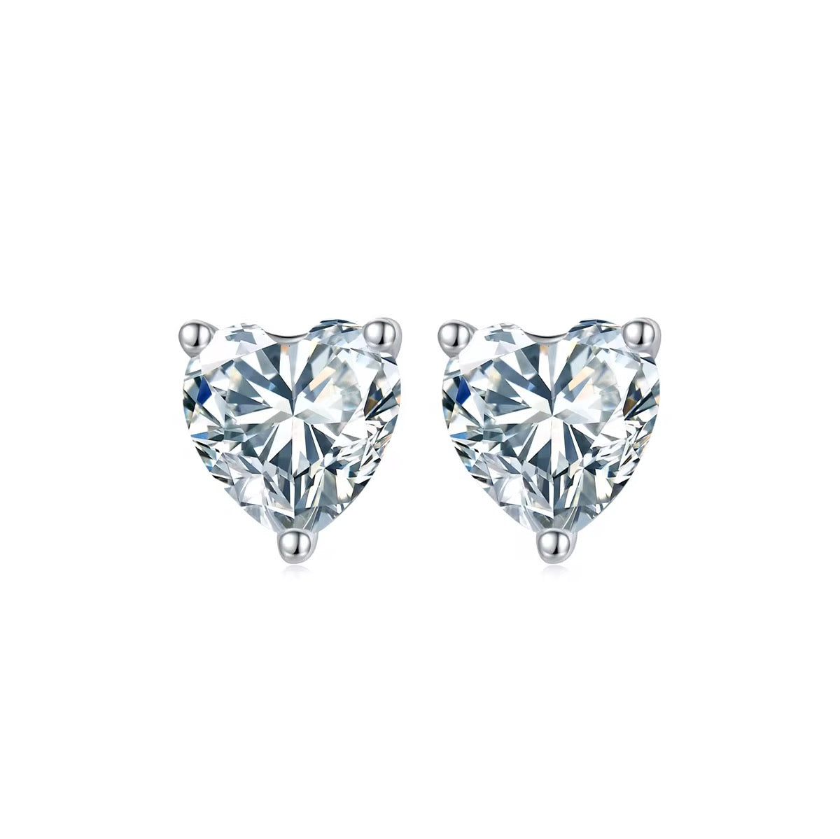 Dazzling Heart-Cut Moissanite Pendant and Earrings in Sterling Silver