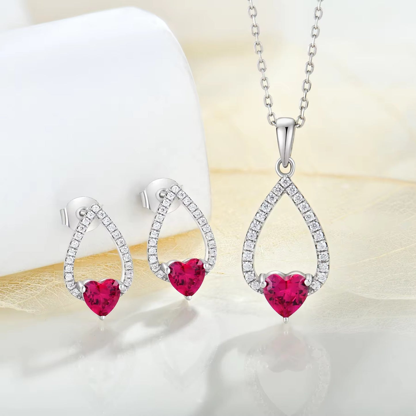 925 Sterling Silver Romantic Heart Shape Zircon Pendant Necklace And Earrings Set For Women/Girls - ShopSmart 