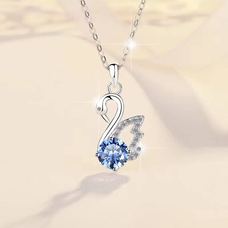 1.0 Ct Moissanite Diamond Swan Pendant S925 Sterling Silver Necklace - ShopSmart 