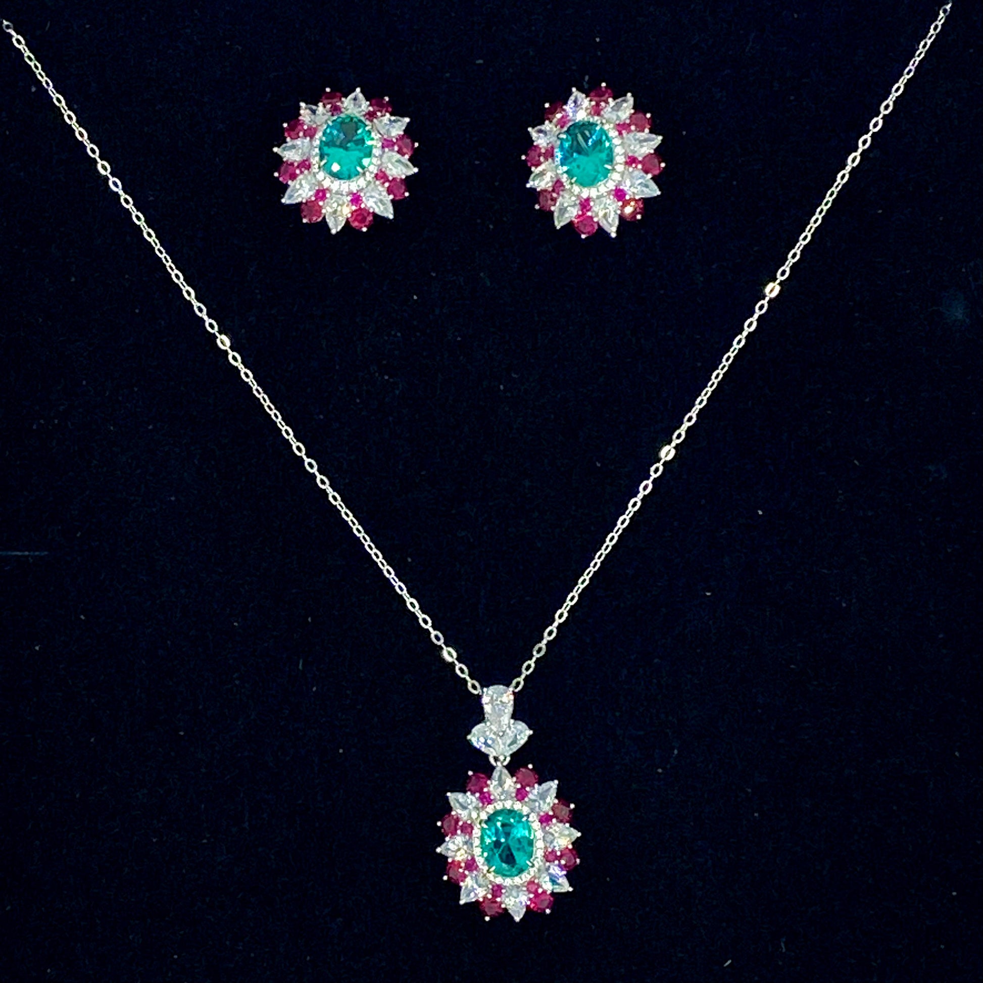 Elegant Emerald Bloom Jewelry Set - Sterling Silver - ShopSmart 