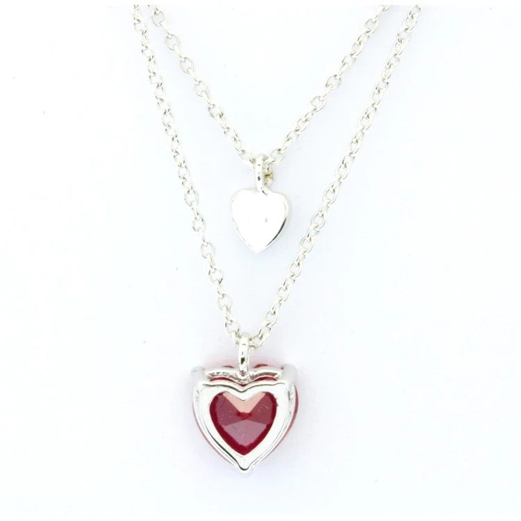 Rhodium Plated Double Heart Sterling Silver Necklace For Women/Girls - ShopSmart 