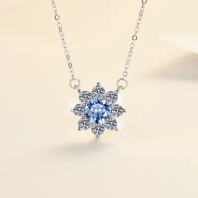 1CT Moissanite Diamond Sunflower Shape Pendant 925 Sterling Silver Necklace For Women/Girls - ShopSmart 