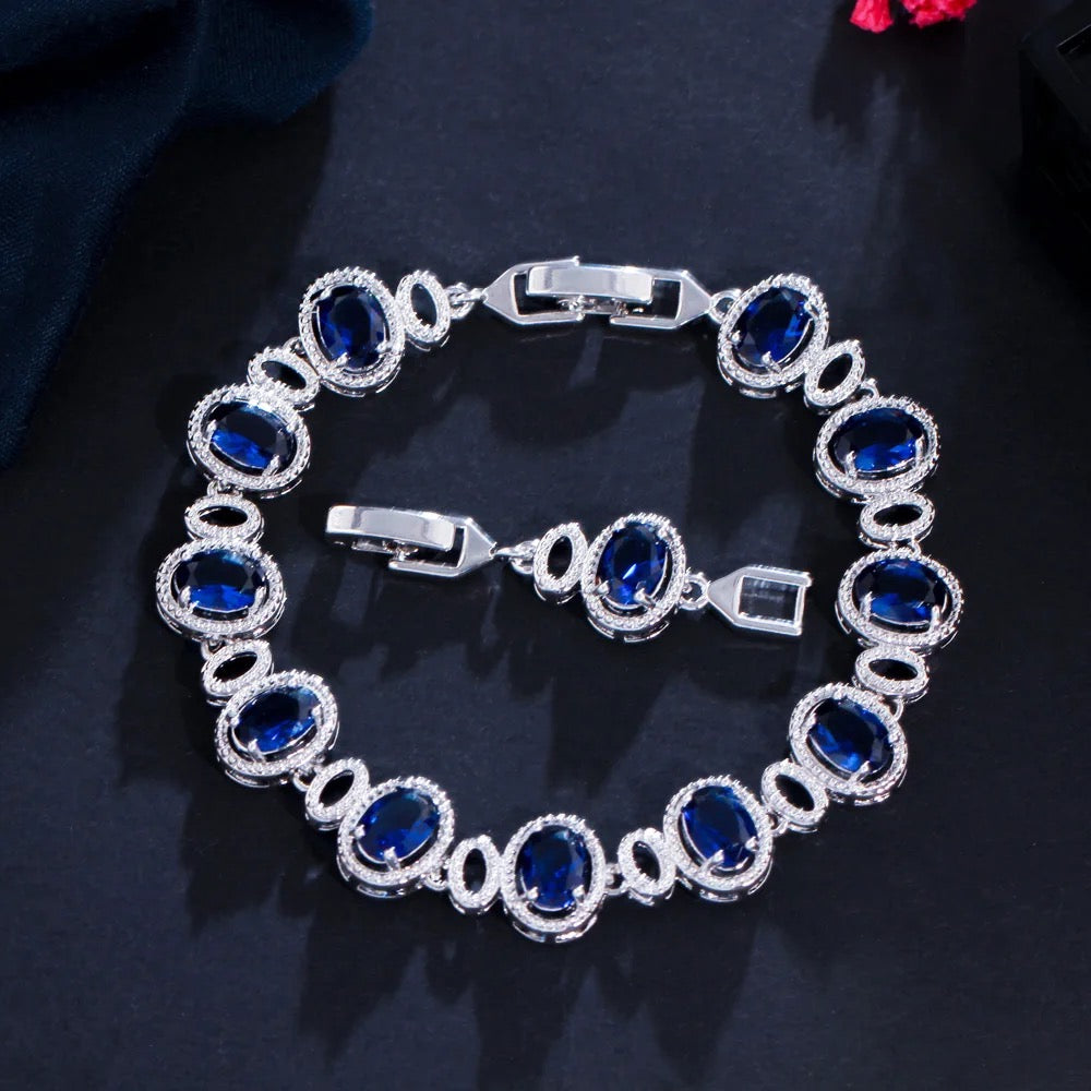 Cubic Zirconia Crystal Round Chain Link Tennis Bracelet For Women/Girls - ShopSmart 