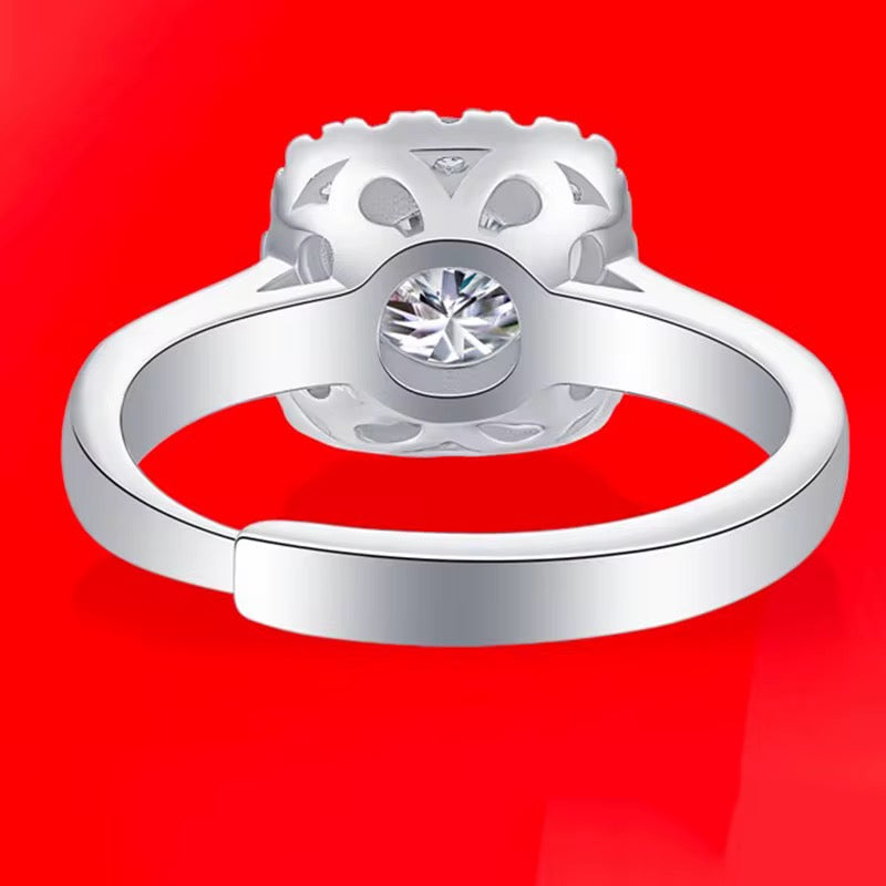 Platinum-Plated Sterling Silver Moissanite Ring – 1 Carat Brilliance