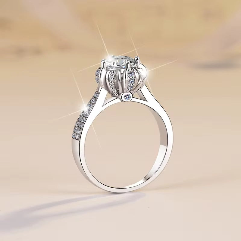 Radiant 1CT Moissanite Diamond Ring in White Gold-Plated Sterling Silver