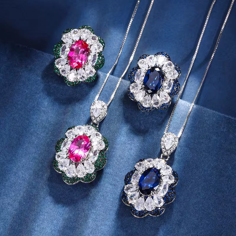 Trendy Rhodium-Plated Brass Jewelry Set with Sparkling Zircon Stones