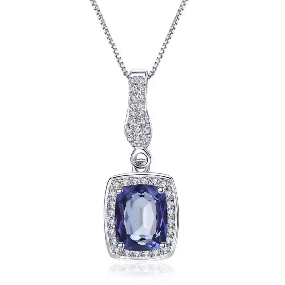 Timeless Blue Mystic Quartz Sterling Silver Jewelry Set – Pendant Necklace & Drop Earrings - ShopSmart 