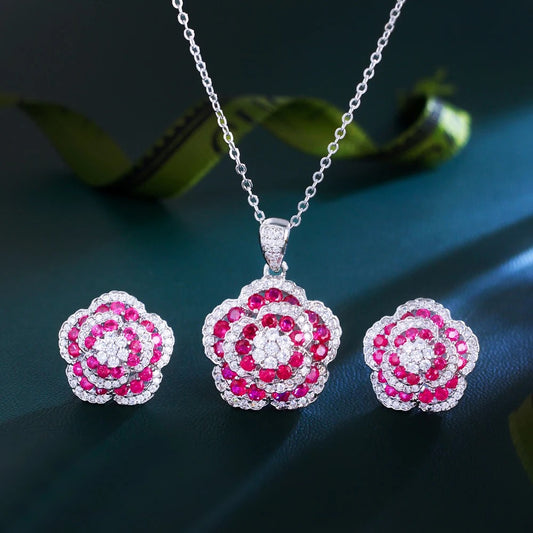 Luxurious Elegant Floral Design Necklace And Earrings Set - ShopSmart 