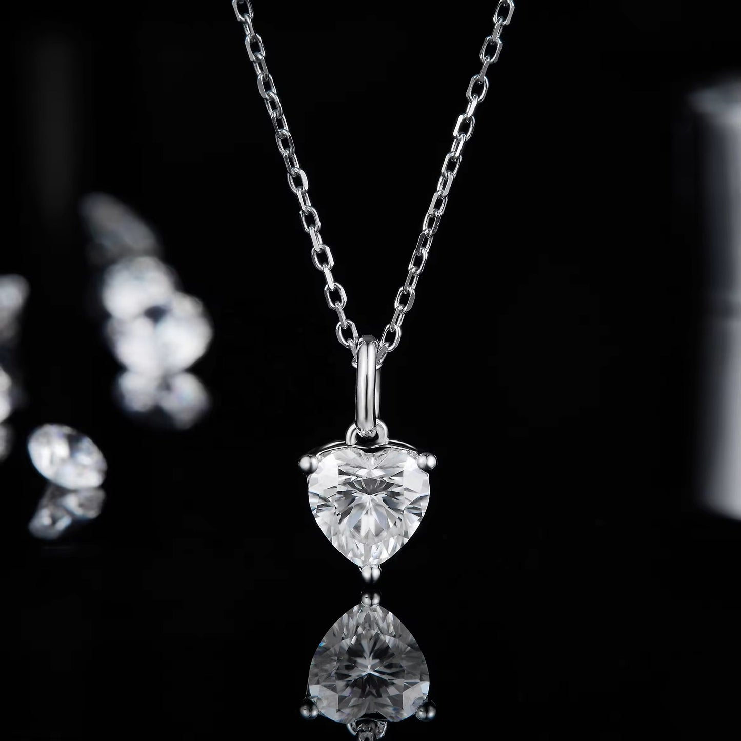 Custom Heart Shape Moissanite Diamond S925 Sterling Silver Necklace - ShopSmart 