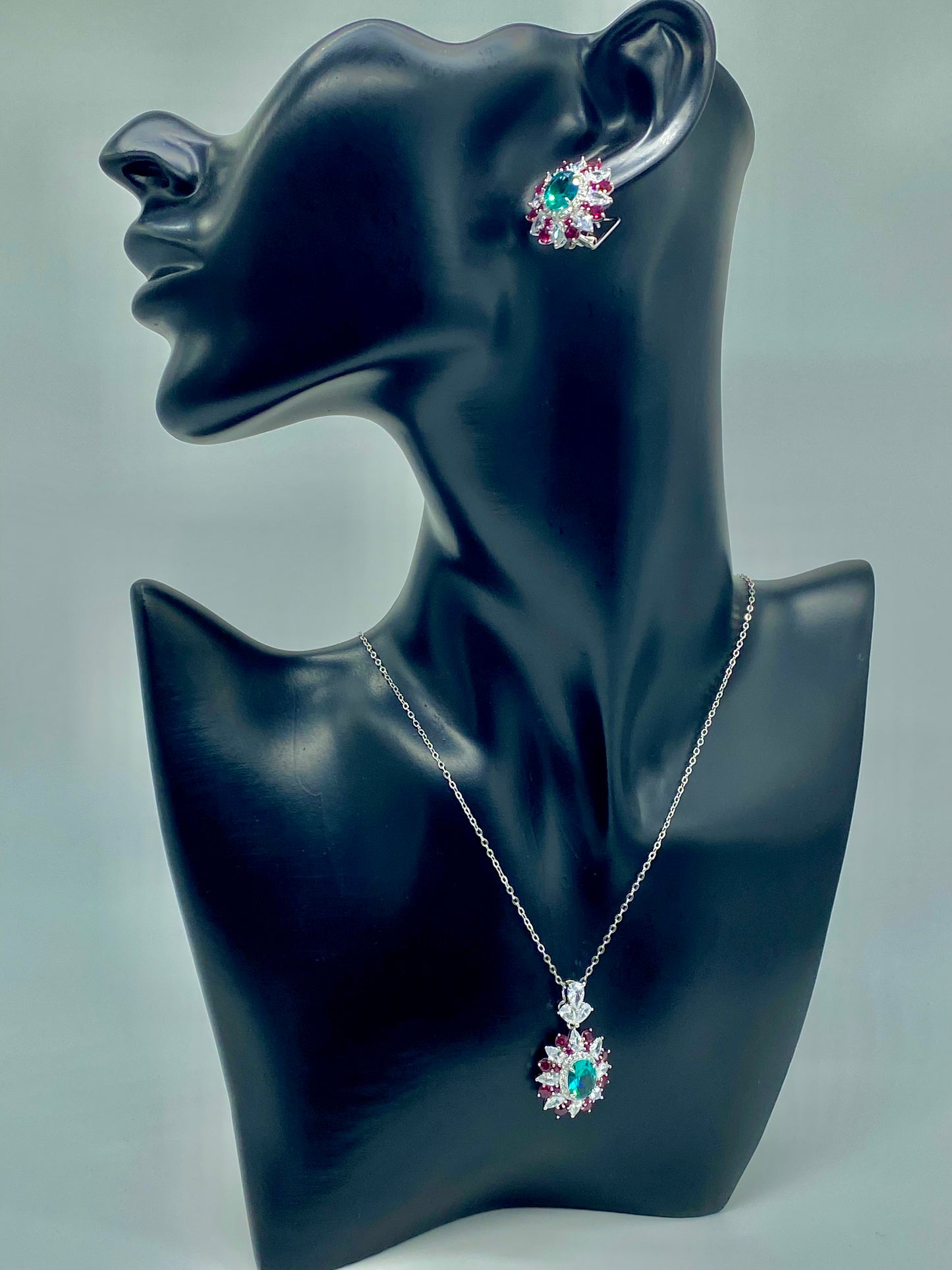 Elegant Emerald Bloom Jewelry Set - Sterling Silver - ShopSmart 