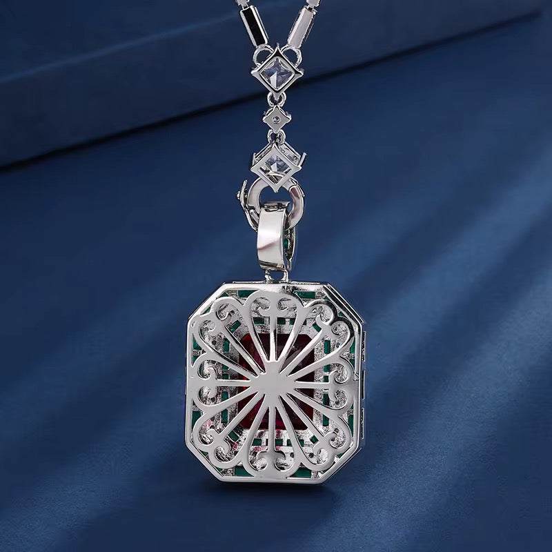 Elegant Rhodium-Plated Pendant Necklace with Sparkling Zircon