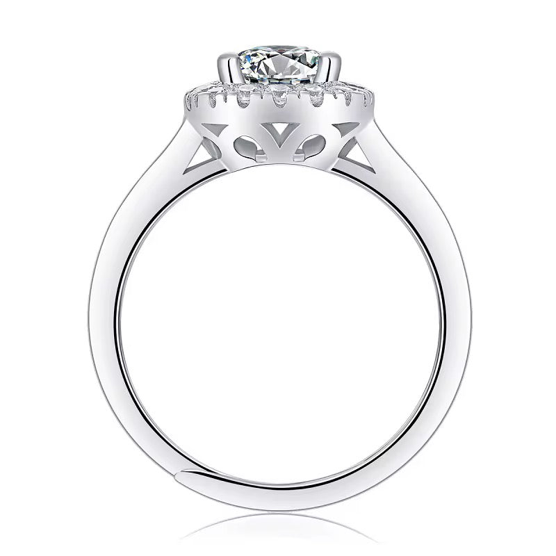 Platinum-Plated Sterling Silver Moissanite Ring – 1 Carat Brilliance