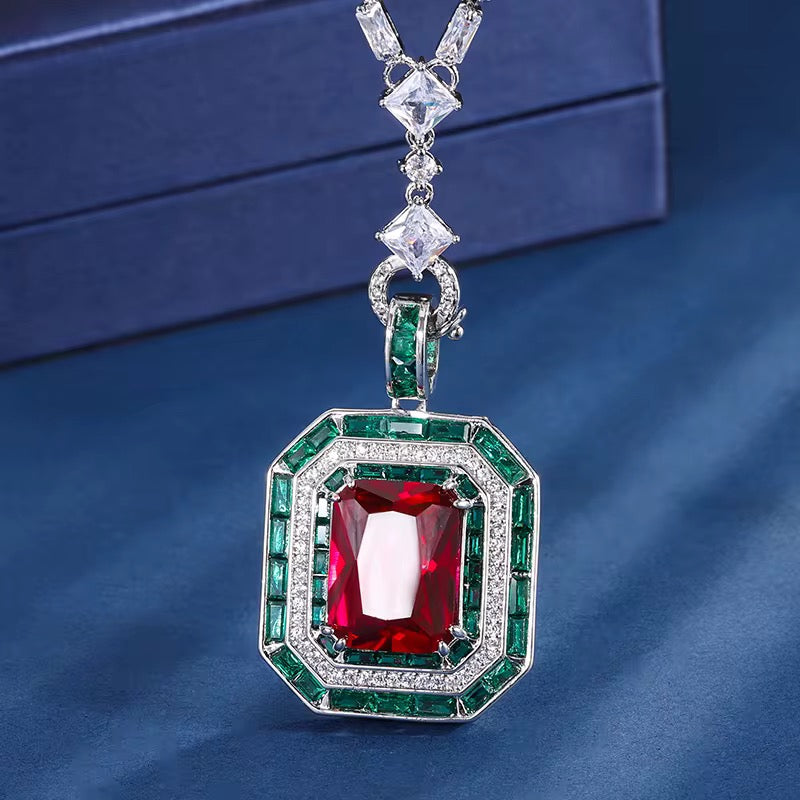 Elegant Rhodium-Plated Pendant Necklace with Sparkling Zircon