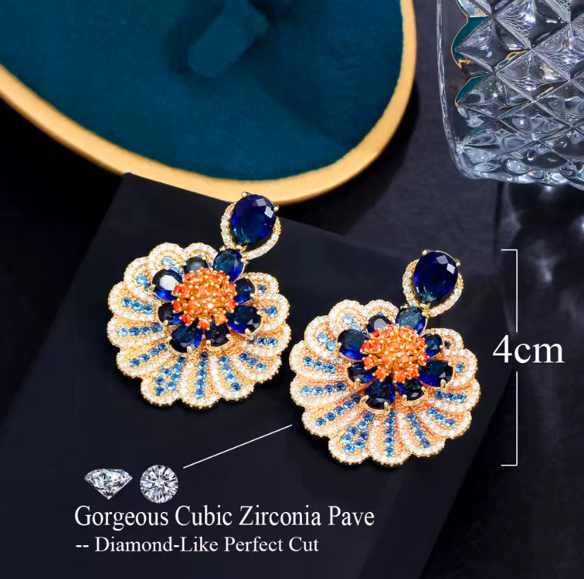 18k Gold Plated Beautiful Blue Cubic Zirconia Drop Earring - ShopSmart 