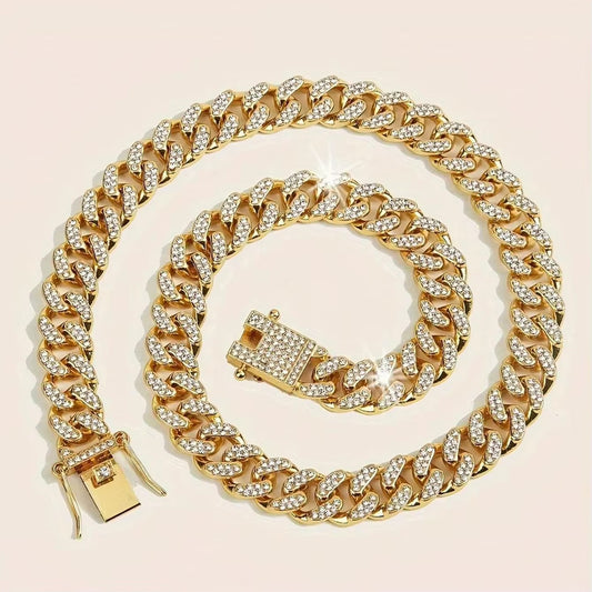 Iced Out Cuban Chain Necklace – Gold & Silver Plated Bling