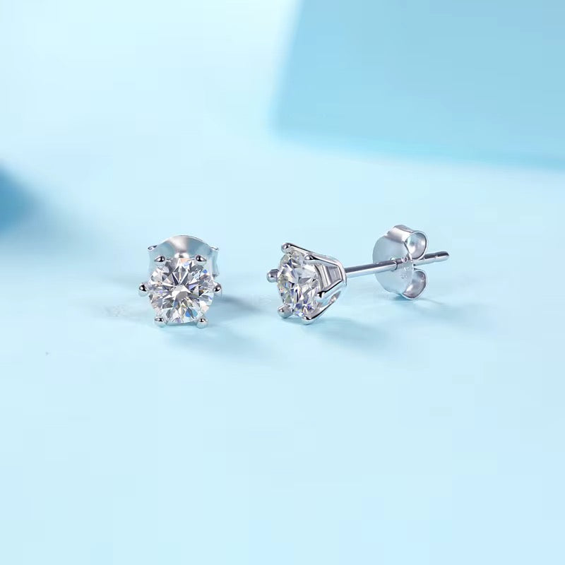 Brilliant Moissanite Diamond Studs – 925 Silver & Platinum Plated