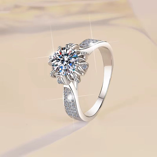 Radiant 1CT Moissanite Diamond Ring in White Gold-Plated Sterling Silver